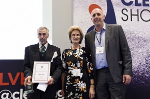 Robert Baker (left), of Art Cleaning, collects his Window Cleaner of the Year Award at the Cleaning Show. Robert Baker (left), of Art Cleaning, collects his Window Cleaner of the Year Award at the Cleaning Show.